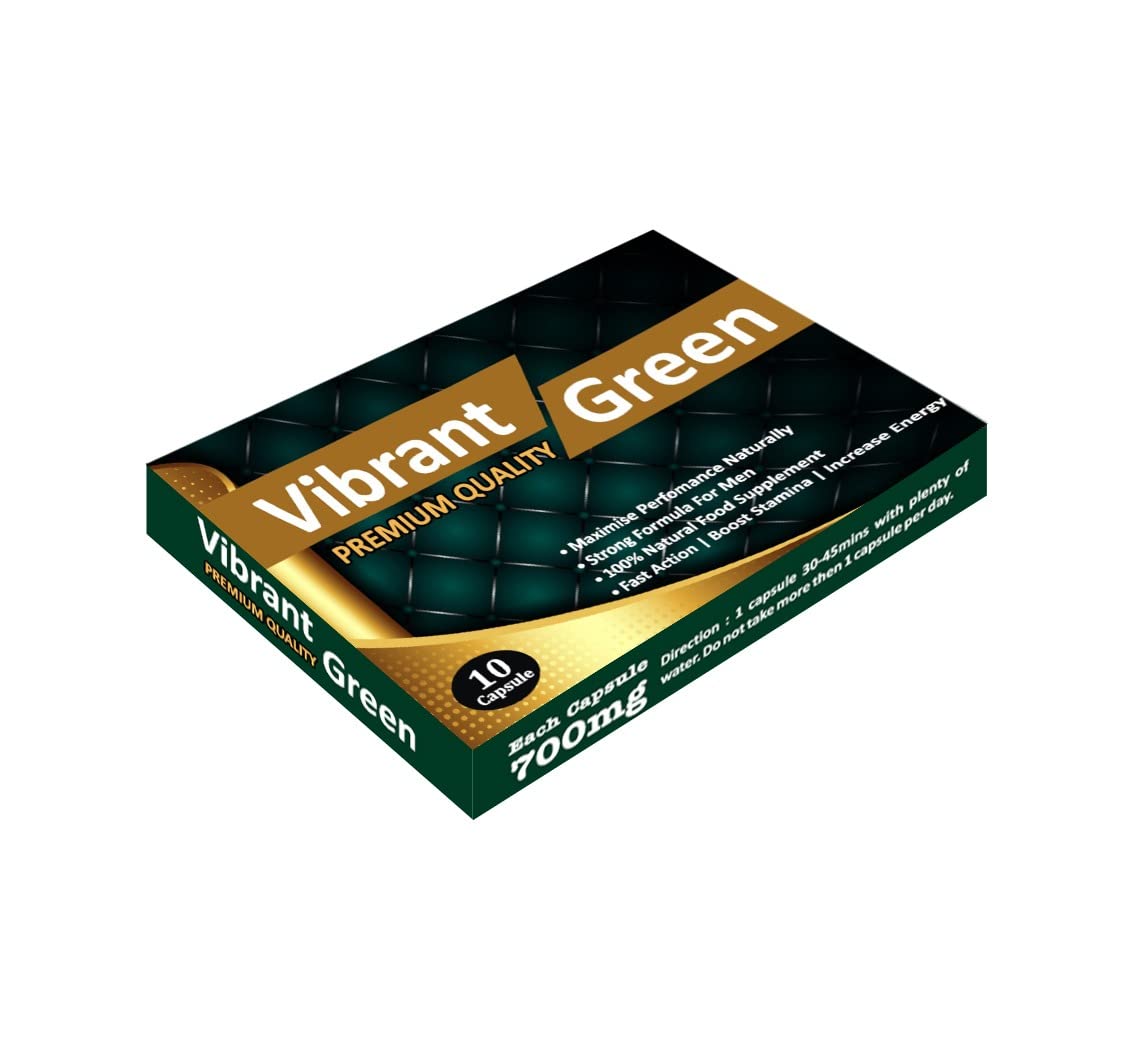 Ultra Strong Vibrant Green - (10 Pack) New & Effective 700mg Ginseng & ASHWAGANDHA Complex Herbal Supplement for Men - Performance, Energy, Stamina & Endurance, 100% Natural