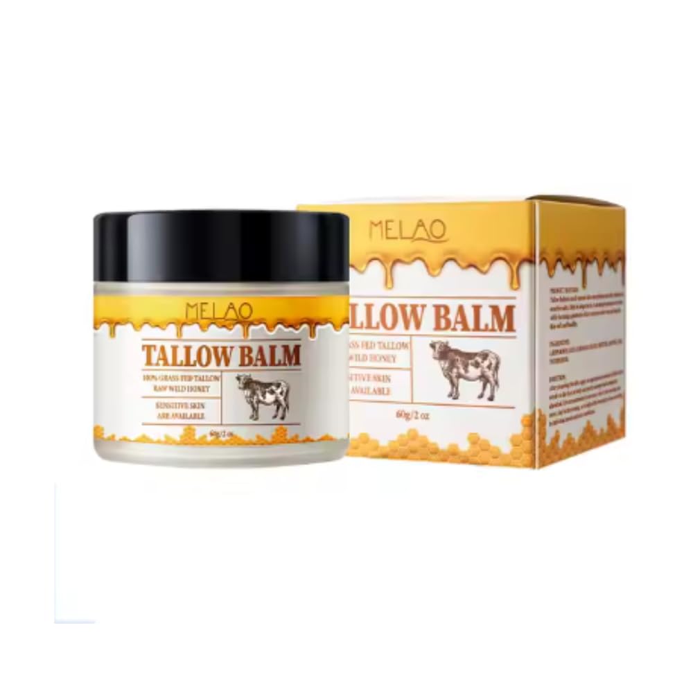Biovix Beef Tallow For Skin Care, Beef Tallow and Honey Balm for Skin, All-Natural Moisturizer, Hydrating Tallow Balm with Raw Honey and Beeswax, Grass-Fed Beef Tallow & Raw Wild Honey Blend