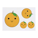 Azeeda 4 x 'Cute Orange Fruit Face' Temporary Tattoos - Water Resistant, Skin-Safe, Non-Toxic Transfers, Mixed Sizes (TO00060334)