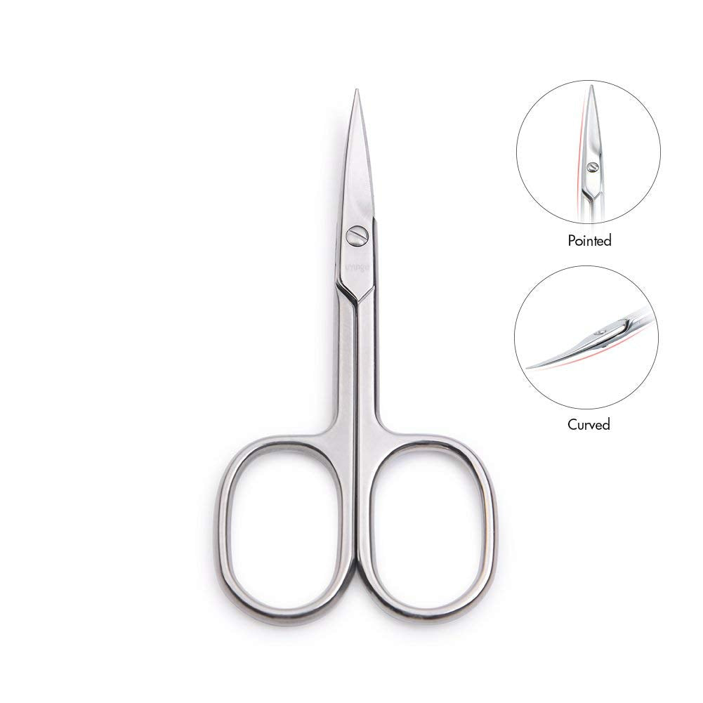 LIVINGO Premium Manicure Scissors Multi-Purpose Stainless Steel Cuticle Pedicure Beauty Grooming Kit for Nail, Toenail, Eyebrow, Eyelash, Dry Skin Curved Blade 9cm