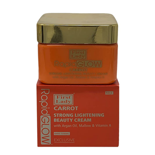 First Lady Rapid Glow Carrot Strong Skin Lightening Beauty Face Cream 250ml - with Argan, Mallow, Vitamin A dark spot remover for face