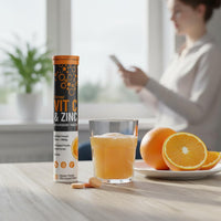 Vitamin C 1000mg & Zinc 15mg Orange Flavour Effervescent Tablets by Club Vits (4 Tubes of 20 Tablets)