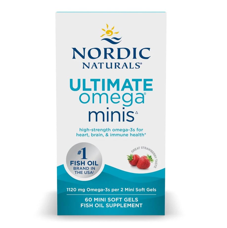 Nordic Naturals Ultimate Omega 2X, 1120mg, Strawberry Flavour, 60 Mini Softgels