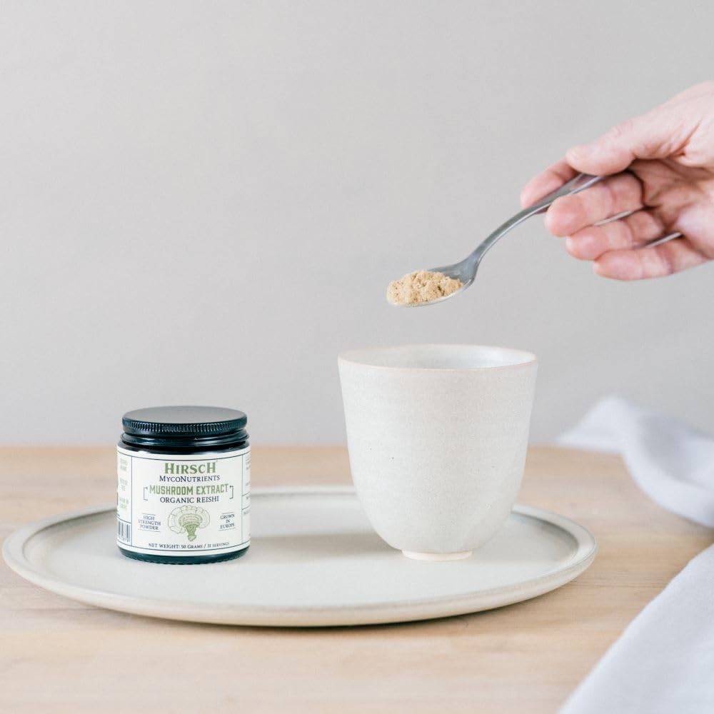 Hirsch Organic Reishi High Strength Extract Powder - Organically Grown in The EU - Non-GMO - No Added Fillers