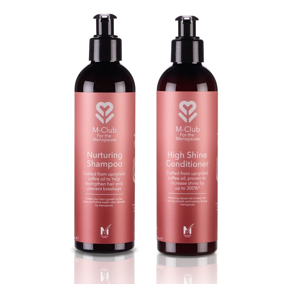 M-Club Menopause Shampoo & Conditioner Duo Pack - For Women Strengthens & Hydrates Menopause Hair – Made From Upcycled Coffee Oil Shampoo Conditioner for Menopausal Hair - Vegan Eco Formula – 2x 250ml