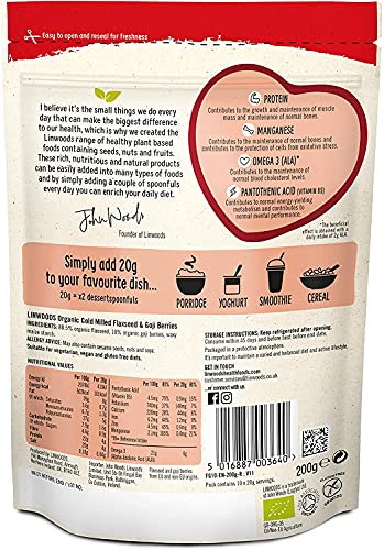 Linwoods (Pack Of 10) - Sun Dried Goji Organic Milled Flaxseed | LINWOODS
