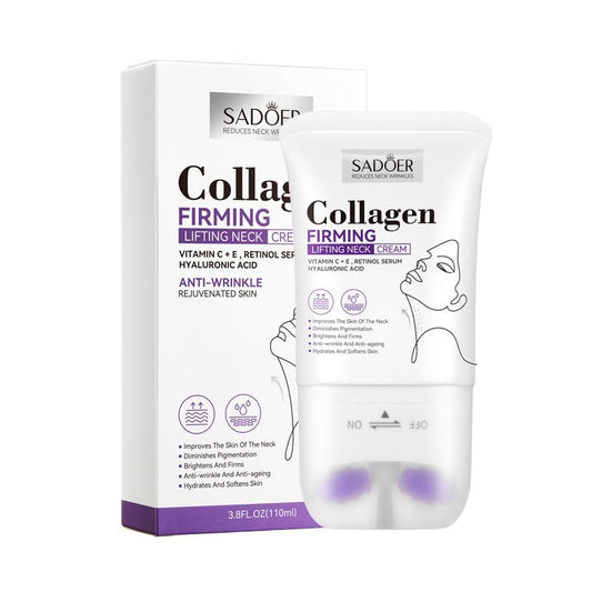 gcdat Neck Collagen Cream, Collagen Firming Lifting Neck Cream, Face & Neck Collagen Cream, Tightening Neck Anti-Wrinkle Collagen Cream With Firming Roller