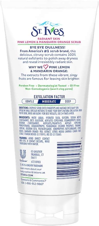 beauty mix St. Ives Radiant Skin Face Scrub for Dull Skin, Pink Lemon and Mandarin Orange, Dermatologist-Tested Face Wash Scrub with 100% Natural Exfoliants, 150 ml, Pack of 3 for Brighter, Smoother Skin