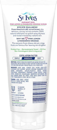 beauty mix St. Ives Radiant Skin Face Scrub for Dull Skin, Pink Lemon and Mandarin Orange, Dermatologist-Tested Face Wash Scrub with 100% Natural Exfoliants, 150 ml, Pack of 3 for Brighter, Smoother Skin