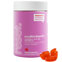 Reset This. Multivitamin Gummies 60 Vegan Strawberry Flavour Chewable Gummy Vitamin C & D, B12, B6, Essential Vitamins & Minerals, Reduces Tiredness & Fatigue Gluten Free Natural Flavours Prebiotic
