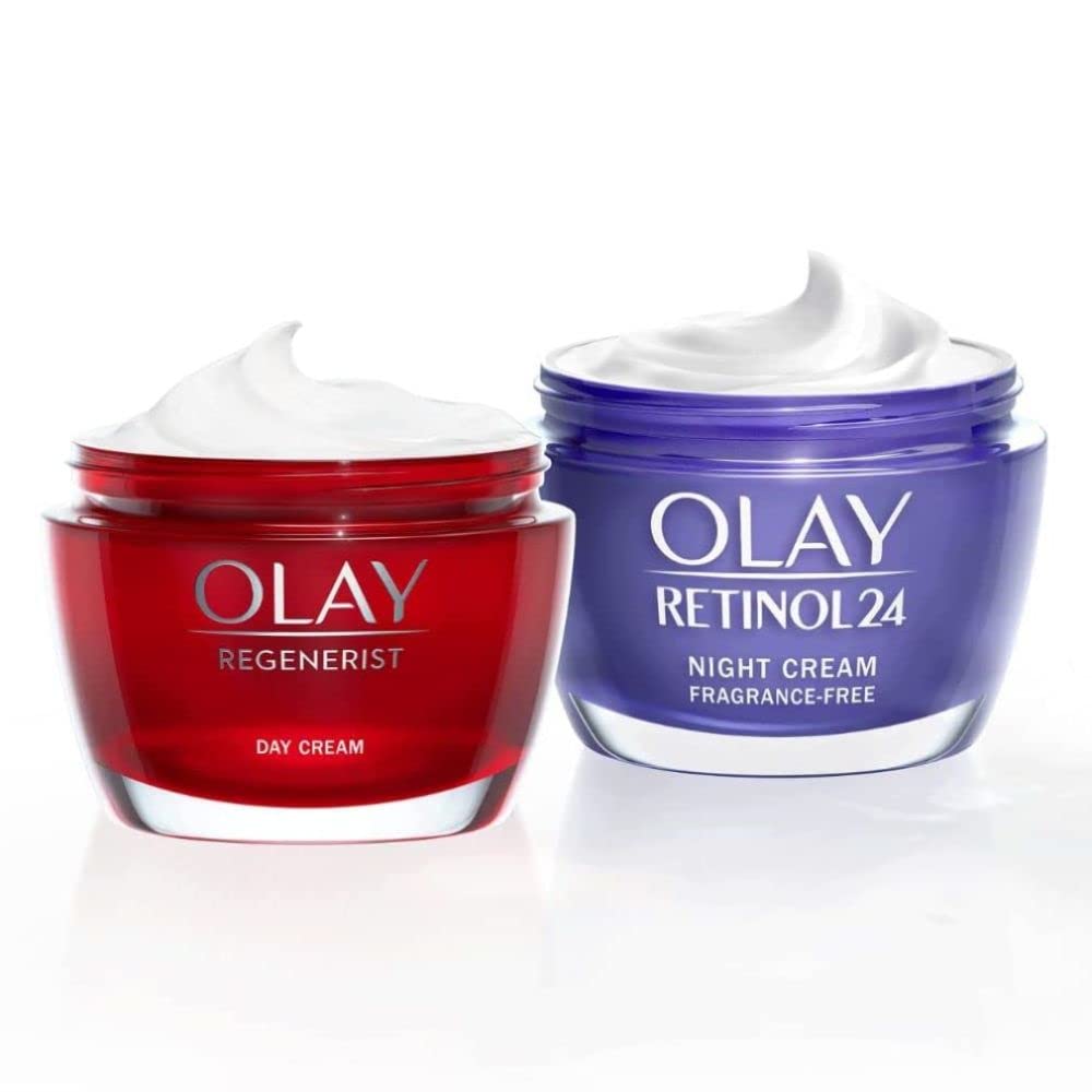 Olay Moisturiser Skin Care Sets & Kits, Womens Gift Sets, Retinol24 Night Cream 50ml & Regenerist Face Cream, 50ml, Instantly Hydrates for 24H