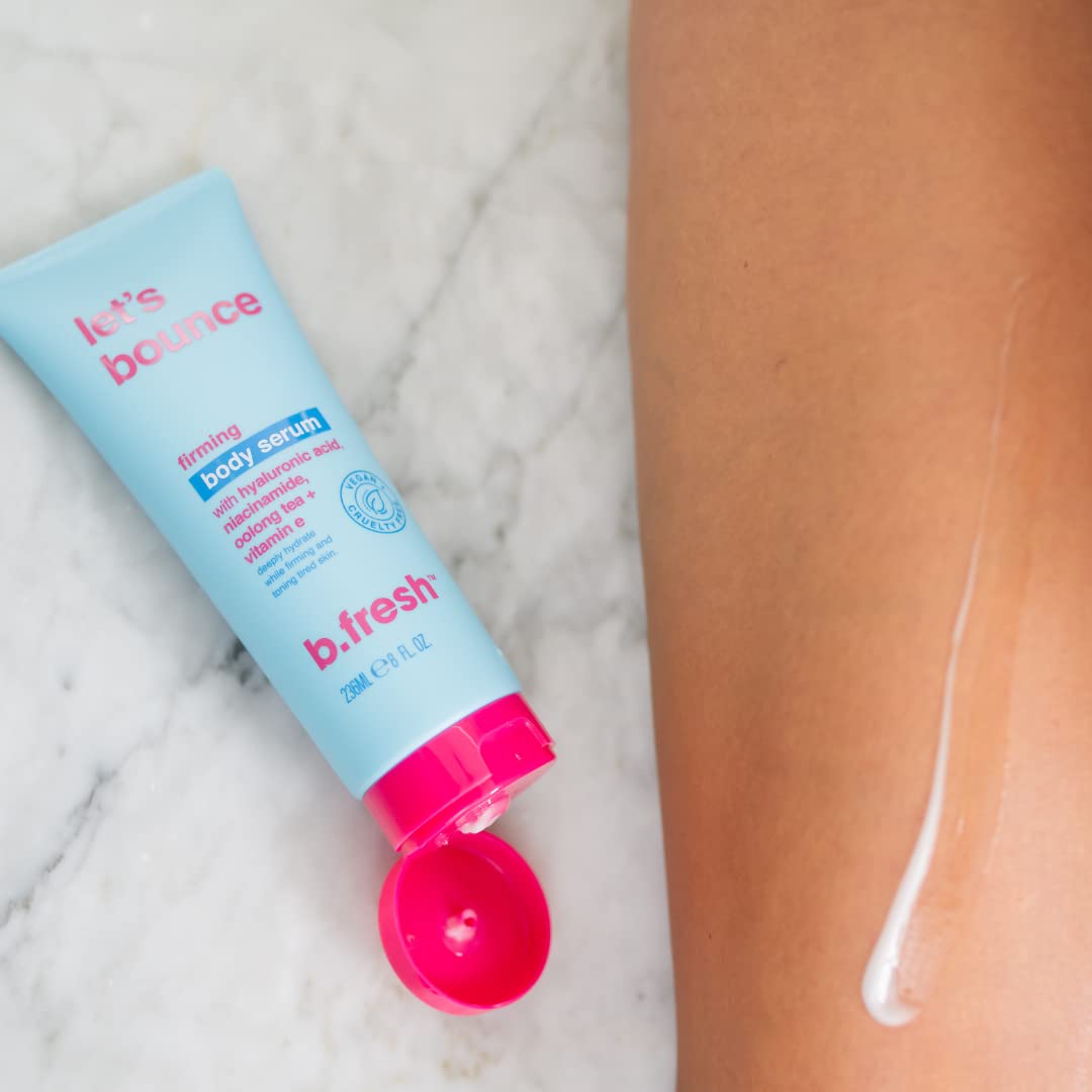 b.fresh Daily Moisturizing Body Lotion for Tired Skin | Let's Bounce Firming Body Serum - Plump Up, Firm & Hydrate Tired Skin with Hyaluronic Acid, Niacinamide, Oolong Tea + Vitamin E, 8 Fl Oz
