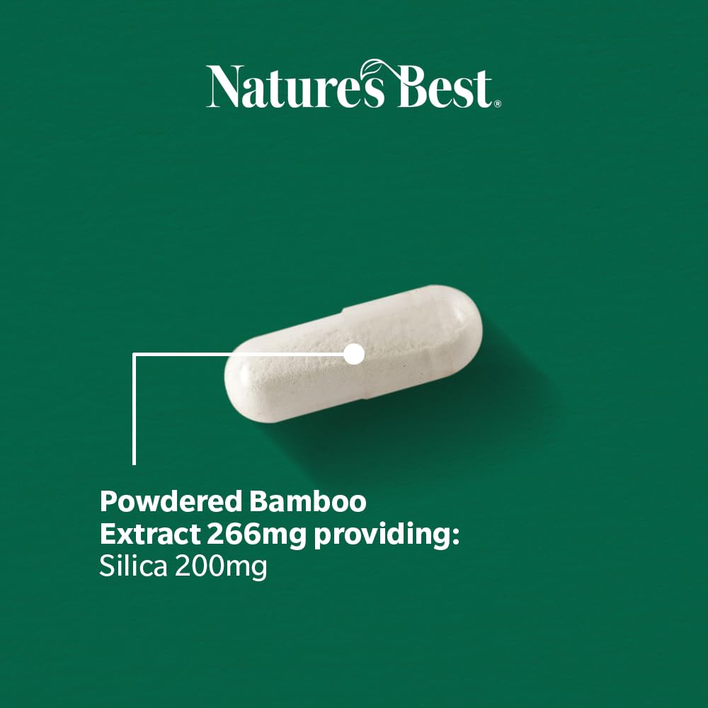 NATURE'S BEST Nature's Best Silica 200mg - High Strength Naturally Sourced Silica Supplement - UK Made - 90 Vegan Capsules (3 Months' Supply)