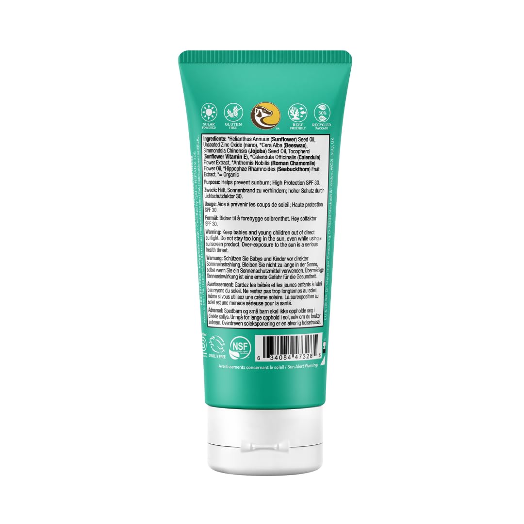 Badger Baby & Toddler Mineral Sunscreen SPF 30 | Broad Spectrum UVA/UVB Protection | Pediatrician-Tested | Chamomile & Calendula | Sensitive Skin Safe | Water Resistant Sun Lotion (87ml)