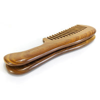 EQLEF Green Sandalwood Wide-tooth Natural comb, Large Sandal Wood Hair Comb Wooden Comb Anti Static Combs