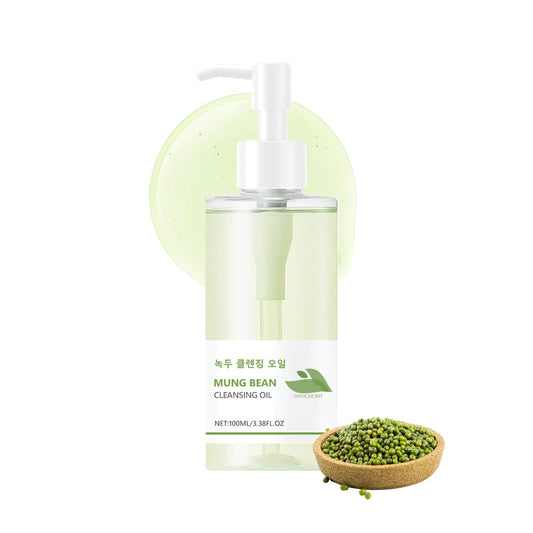 ISBEAUSOLS Korean Mung Bean Cleansing Oil - Make Up Remover - Oil Cleanser with Mung Bean Jojoba & Green Tea - Cleansing Oil For Face Remove Blackheads - Suitable for Sensitive Skin Korean Skincare
