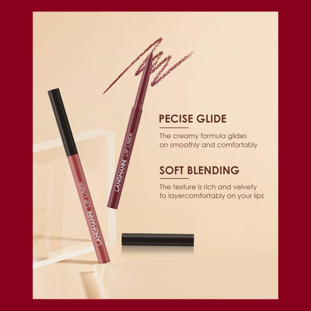 LANGMANNI 4pcs Matte Lipstick with Lipliners Durable Makeup Set,Long-Lasting Non-Stick Cup Not Fade Waterproof Pigmented Velvet Lipgloss Kit Beauty Cosmetics Makeup Gift for Girls(#12811)