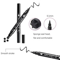 Eyeliner Stamp-OCHILIMA Double-sided Liquid Eyeliner Pen with Eye Makeup Stamp, Waterproof, Double Sided & Long Lasting Seal Tattoo Makeup Tool Red Black Stamp Pen (Red star Black love)