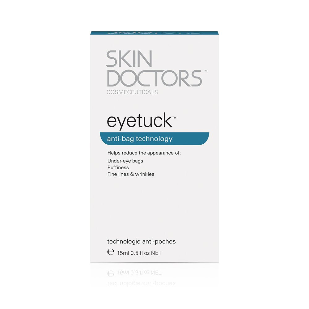 Skin Doctors Eyetuck, reduces the appearance of dark circles, puffiness, under-eye wrinkles, under eye bags by aiding lymphatic drainage and removing the appearance of excess fluid. -15ml