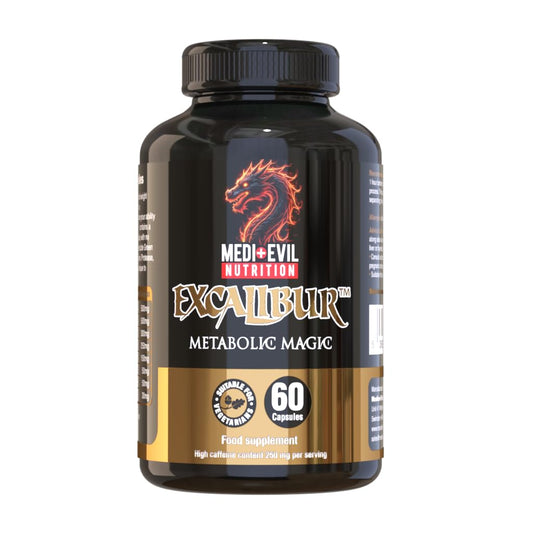 Medi-Evil Nutrition Excalibur Thermogenic Weight Management and Pre Workout Supplement 60 Large High Dose Capsules