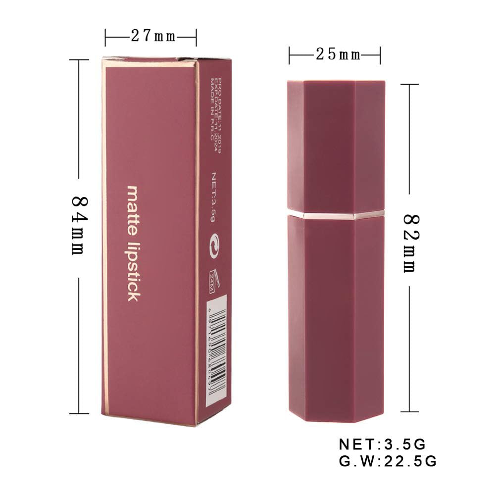 GL-Turelifes Matte Lipstick Velvety Red Lipsticks Waterproof Long Lasting Smoothing Non-stick Cup Sexy Colors Lipsticks (#05 Umber)