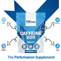 Caffeine Tablets 200mg Vegan Energy Tablet Pills Focus, Concentration, Energy Boost & Exercise Support Pre Workout Pill Improve Focus by Pure Source Nutrition (60 Tablets)
