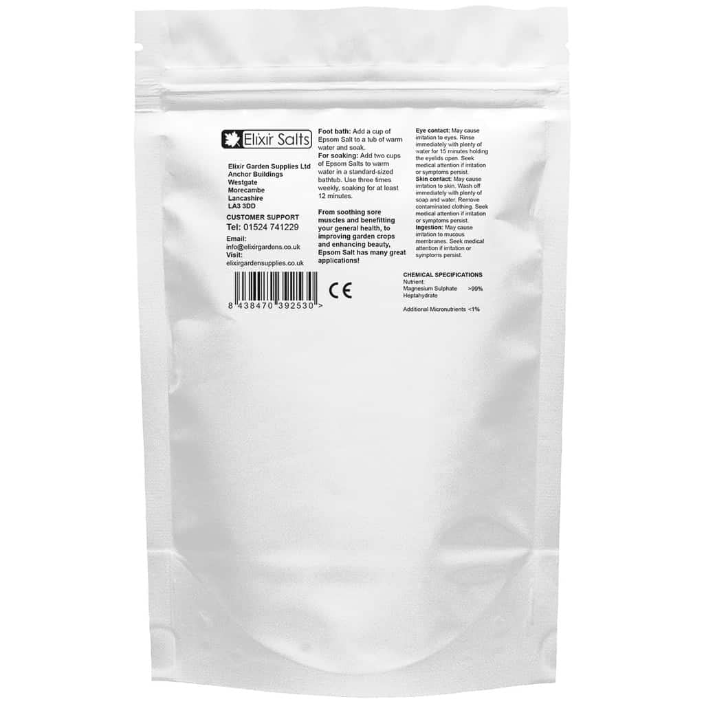 Elixir Gardens Elixir Salts - Epsom Salts, Medical Grade Spa Bathing in a re-sealable Stand up Pouch + 25% Free Best Value Available (250g + 63g Free) | Mined in Germany
