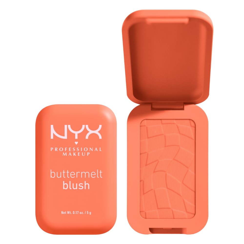 NYX PROFESSIONAL MAKEUP NYX Professional Makeup Buttermelt Powder Blush, Up To 12H Wear, Seamless Blending, Fade and Transfer Resistant, With Shea and Mango Butter, Vegan Formula, Shade: Sooner The Butta