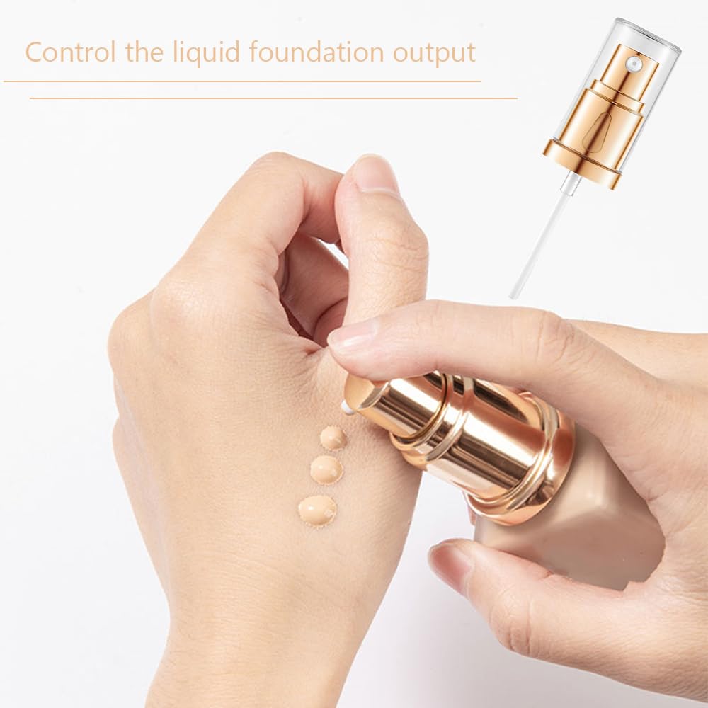 JiuRuLia 4 Packs Foundation Pump Replacement Gold Cosmetic Liquid Pump Plastic Air-less Makeup Pump for Estee Lauder Double Wear Foundation Bottles