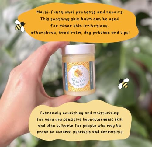 Ultra Bee 100% Natural All in One Honey Balm, Natural Moisturiser for Sensitive Face, Body, Lips,Tattoo's 200ml