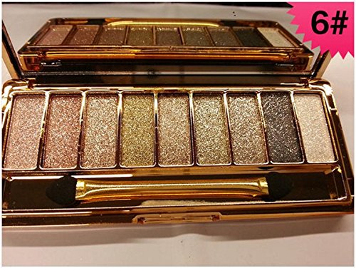 Wei Ni Xiao Xiong JGB 9 Colors Diamond Bright Colorful Makeup Eye Shadow Palette Set Flash Glitter Eyeshadow with Brush,6 Edition ? (6)