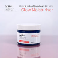 Active Silver GLOW Skin Moisturiser (50ml), Colloidal Silver and Colloidal Gold Premium Facial Moisturiser with Gold and Silver Particles and Aloe Vera, Vegan-Friendly