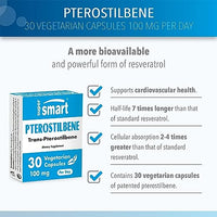 SUPERSMART Supersmart - Pterostilbene 100 mg Per Day - More Powerful Than Resveratrol Supplement - Anti Aging & Antioxidant - Metabolic Booster | Non-GMO & Gluten Free - 30 Vegetarian Capsules
