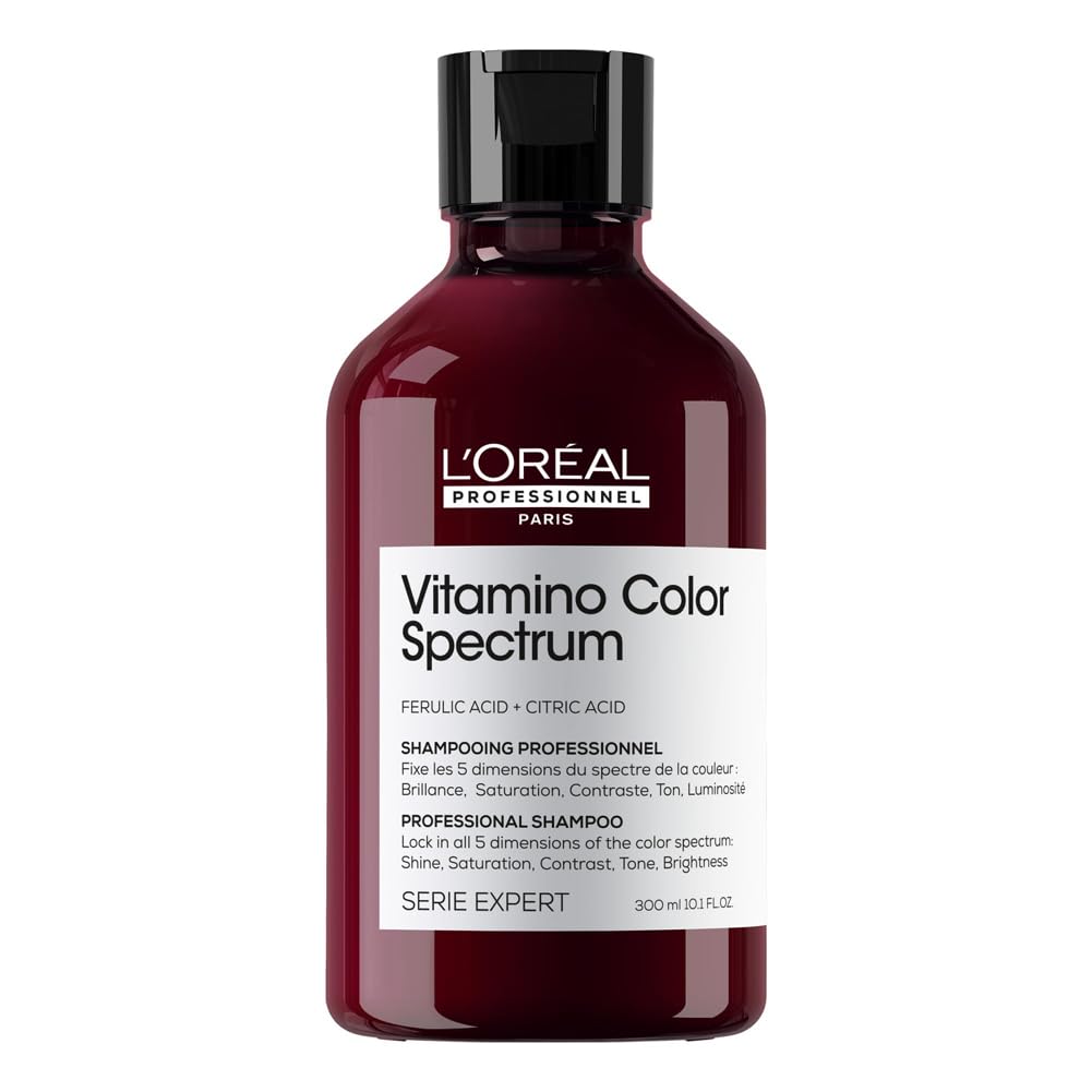 L'Oréal Professionnel Vitamino Color Spectrum Sulphate Free Shampoo 300ml, For Coloured Hair, With Ferulic Acid + Citric Acid, Shine, Lock in Day 1 Colour Vibrancy for 100 Days