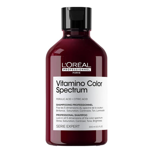 L'Oréal Professionnel Vitamino Color Spectrum Sulphate Free Shampoo 300ml, For Coloured Hair, With Ferulic Acid + Citric Acid, Shine, Lock in Day 1 Colour Vibrancy for 100 Days