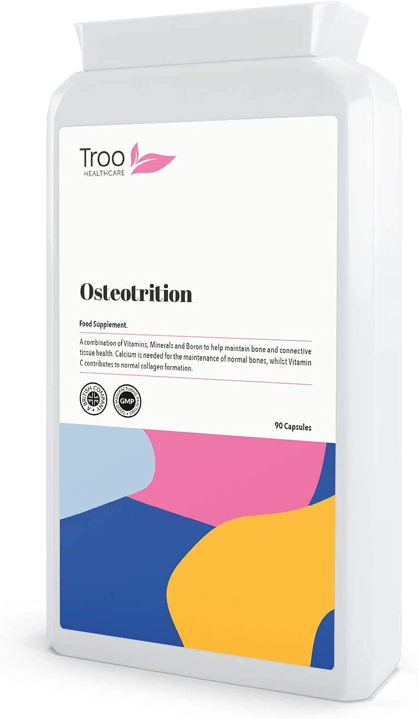 Osteotrition Bone Support Supplement 90 Capsules - Helps Maintain Bone Density and Connective Tissues – Includes Calcium , Magnesium , Vitamin K2 , Vitamin D3 , and More - UK Made