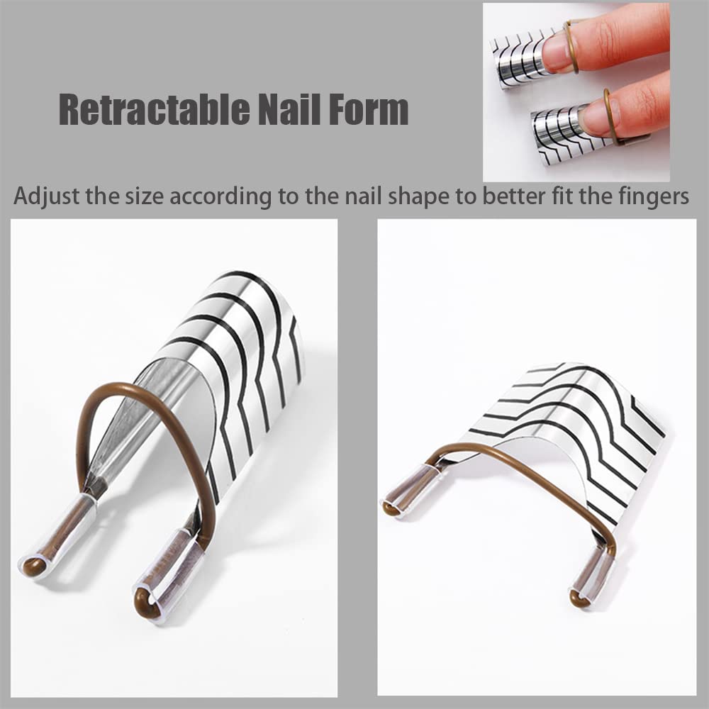 Roshevy 10 PCS Nail Forms Aluminum Nail Art Forms Tips Reusable Nail Extension Guide Protector Nail Accessories Manicure Tool for Acrylic UV Gel French Nail Art Salon Home Use