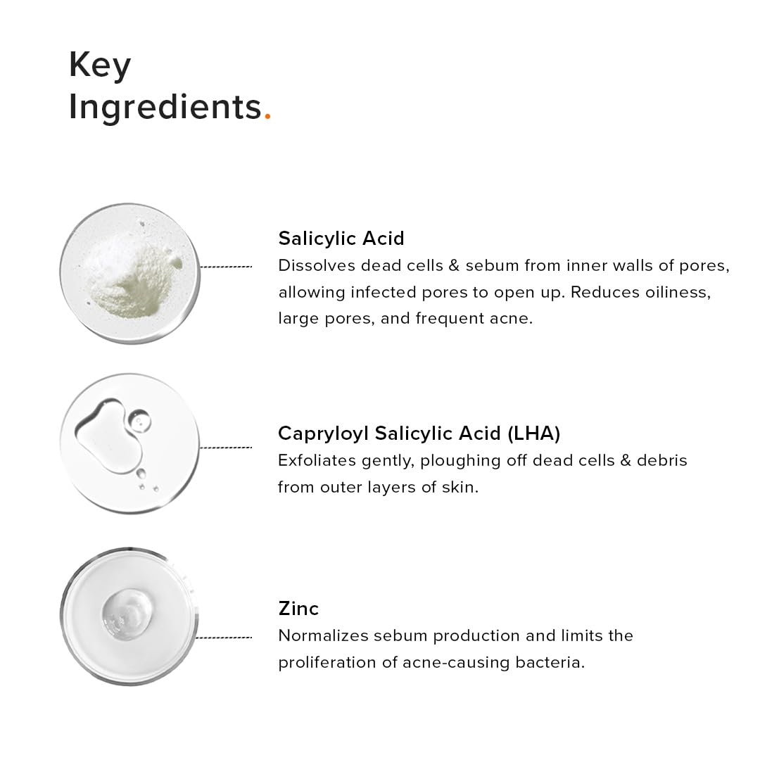 Minimalist 2% Salicylic Acid Face Wash for Oily Skin | Sulphate free, Anti Acne Face Cleanser With LHA & Zinc For Acne or Pimples | Men & Women, 100 ml (Pack of 1)