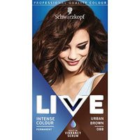 Schwarzkopf LIVE Intense Colour, Long Lasting Permanent Brown Hair Dye, With Built-In Vibrancy Serum, Up To 70% Grey Coverage, Urban Brown 088