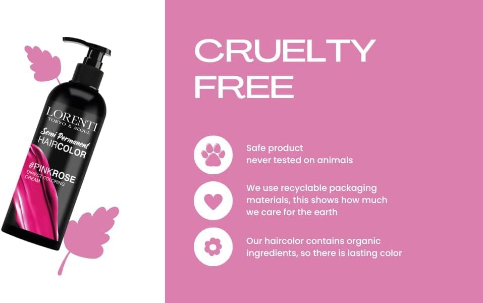 Lorenti Semi Permanent Direct Coloring Cream | Long Lasting Hair Colour Result | Rose Pink 250ml