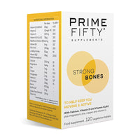 Prime Fifty Strong Bones Supplements – 120 Multivitamin Tablets with Calcium, Magnesium, Zinc, Copper & Vitamins – Developed for Over 50s to Help Keep You Active