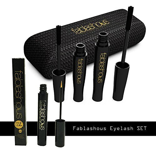 Fablashous Eyelash Kit 3D Thickening & Lengthening Black Natural Fibre Lash Mascara Extensions And Eyelash Eyebrow Enhancing Serum
