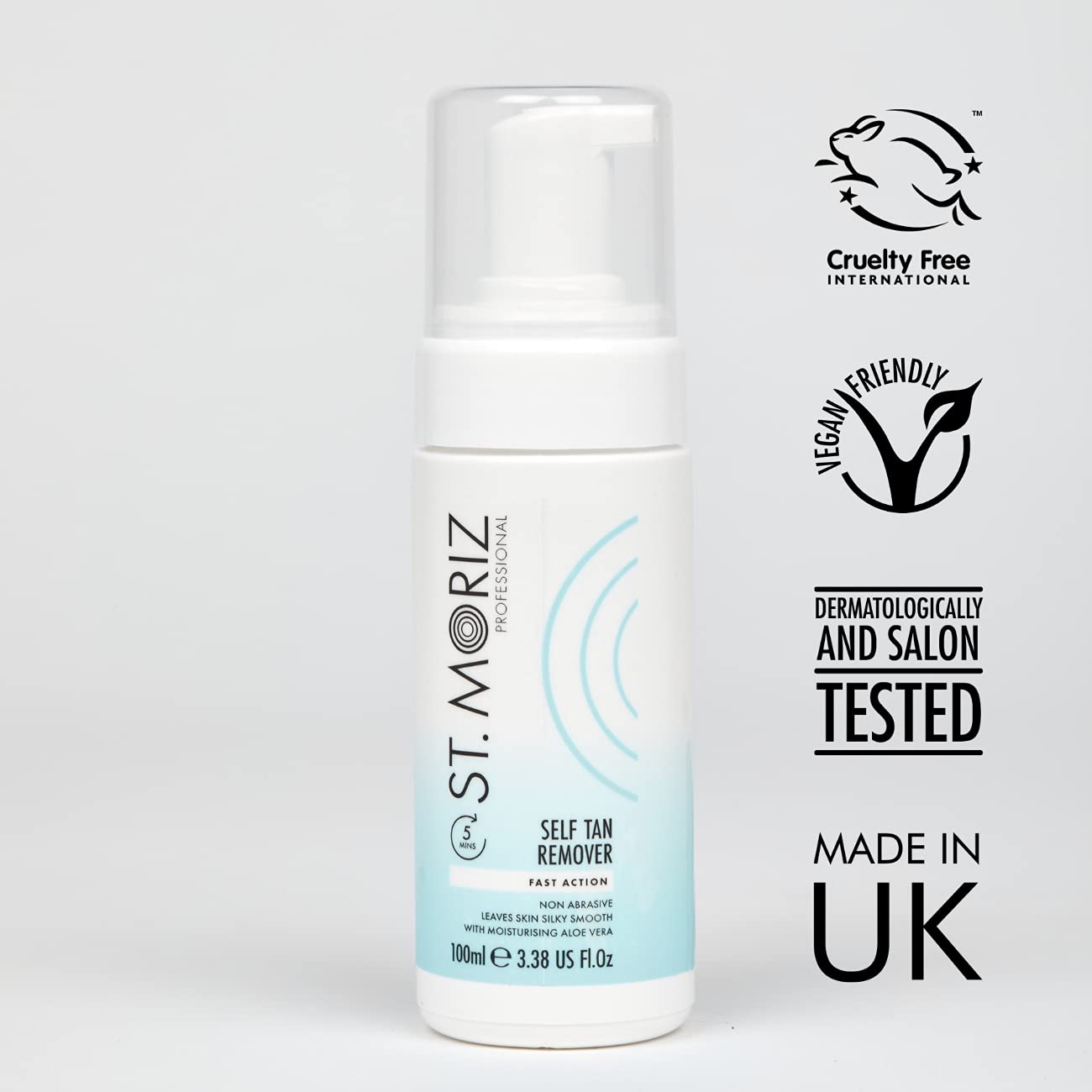 ST. MORIZ St Moriz Professional Self-Tan Remover Foam | Removes Old Fake Tan in 5 Minutes | With Aloe Vera to Hydrate & Moisturise the Skin | Rapid Fake Tan Remover | Vegan | Cruelty Free | 100ml