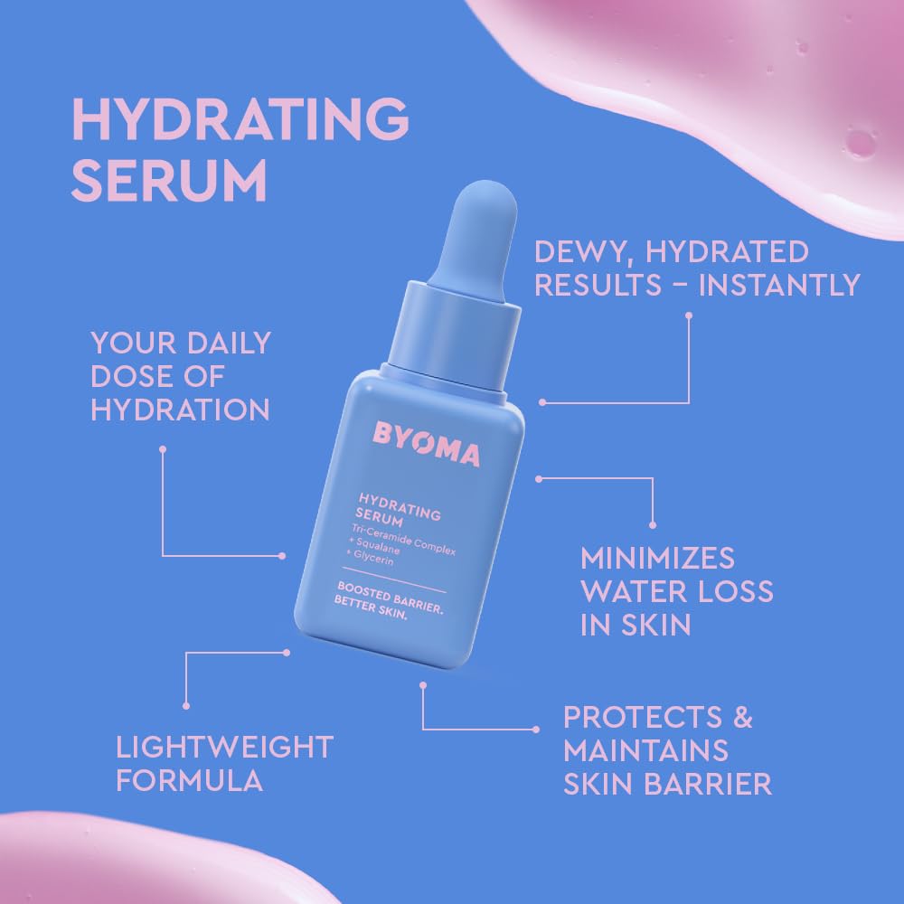 BYOMA So Hydrated Travel Size Gift Set - Barrier Repair Skincare Minis (30ml, 15ml, 15ml) Creamy Jelly Cleanser, Hydrating Face Serum & Ceramide Face Moisturizer for Dry Skin | Holiday Essentials