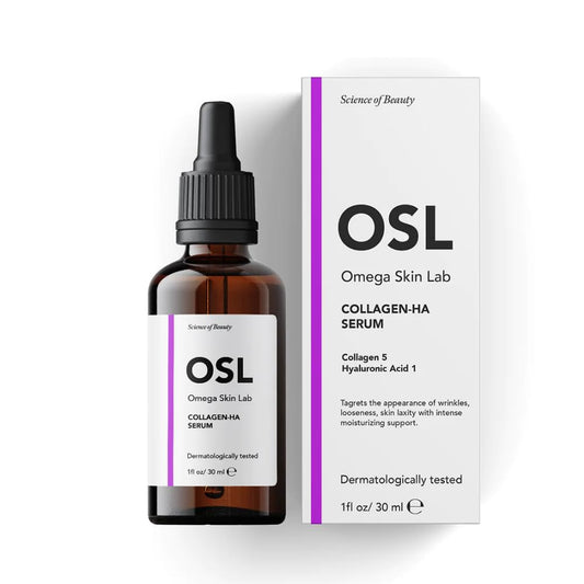OSL Omega Skin Lab OSL Collagen-HA Serum 30ML - Moisturizing Anti-Wrinkle Hyaluronic Acid & Collagen Face Serum Natural Skin Hydration & Rejuvenation
