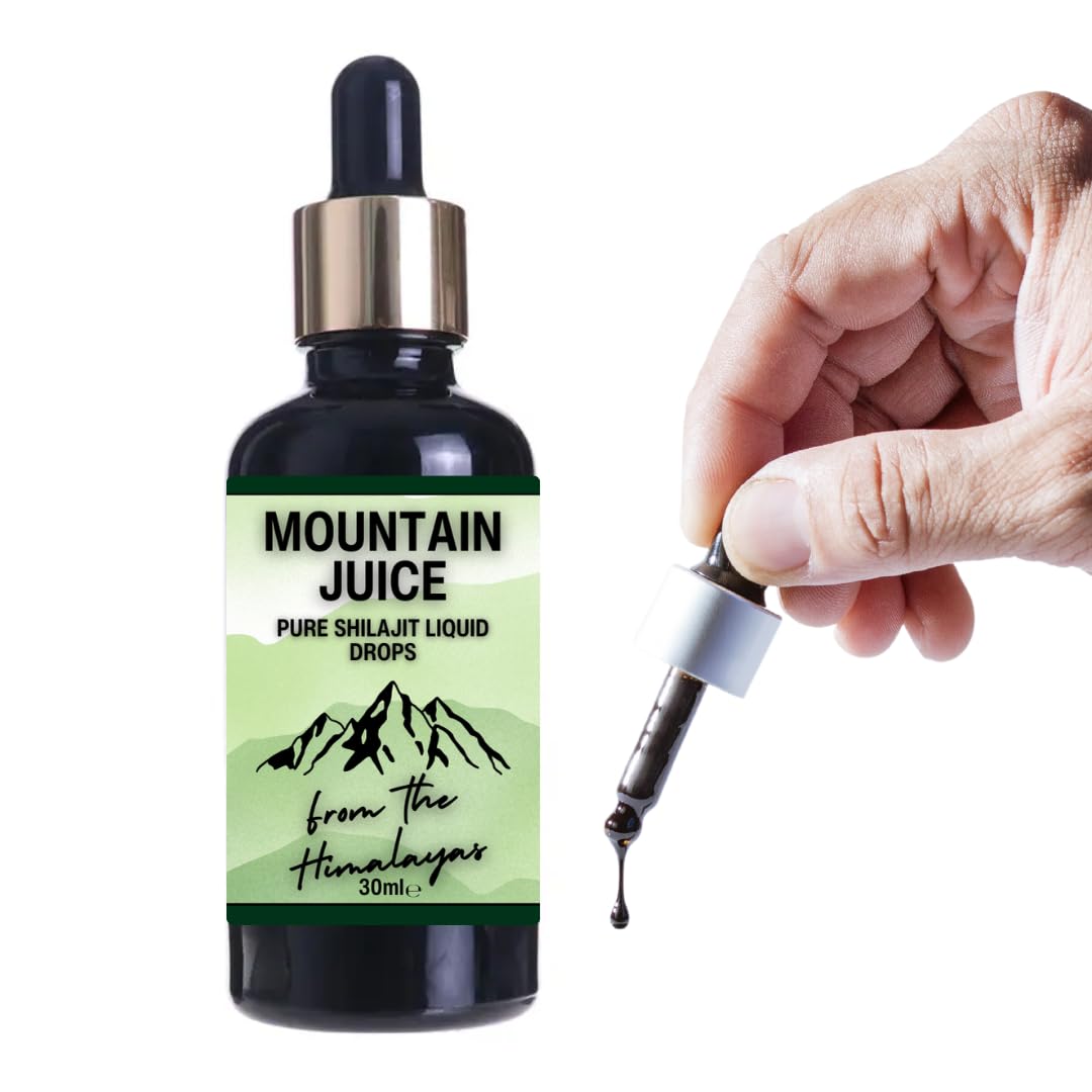 Mountain Juice Pure Himalayan Shilajit Liquid Drops [30ml] Travel Sized, Powerful Resin. Potent & Natural Ayurvedic Fulvic Mineral. High Strength, Long Lasting Stamina.