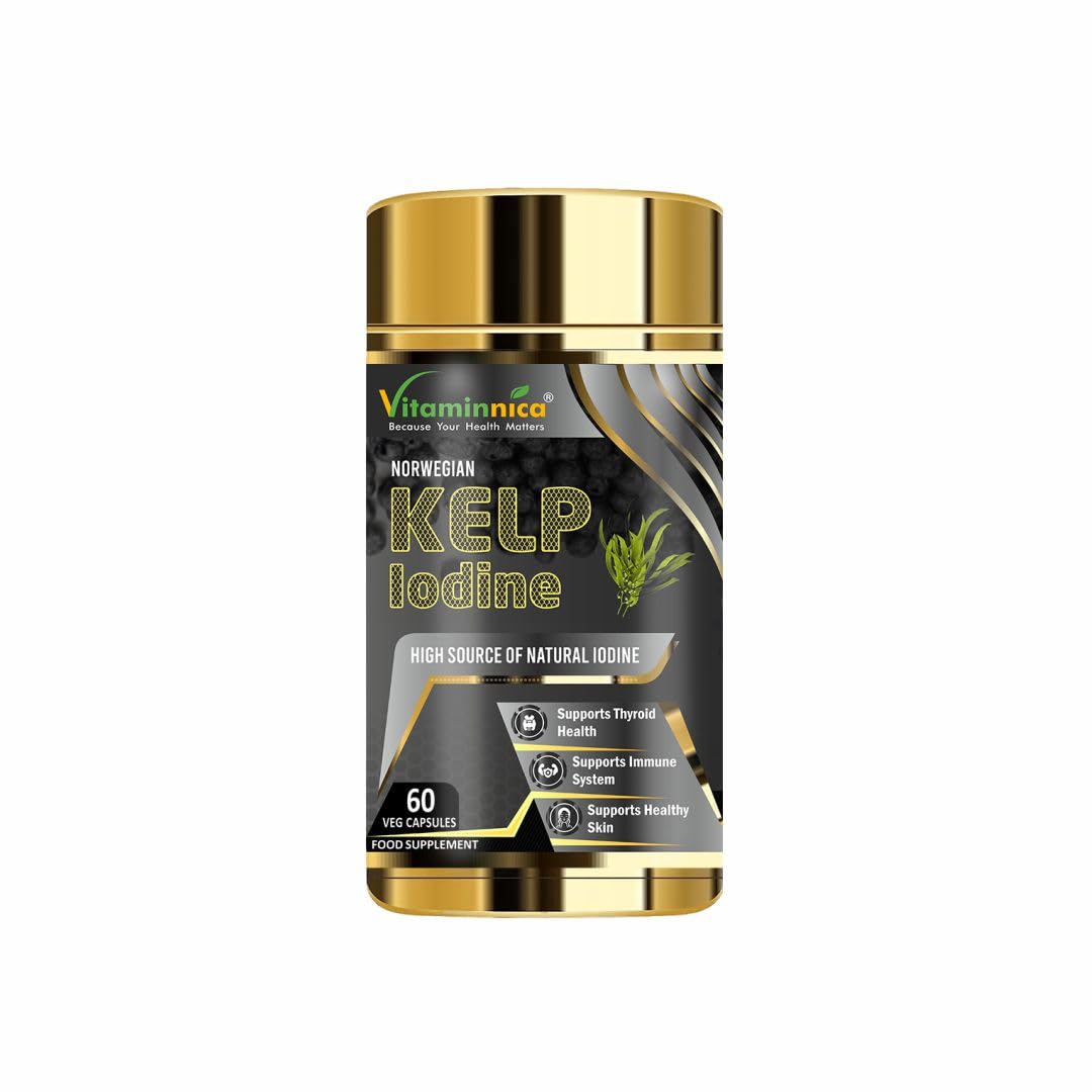 Vitaminnica Norwegian Kelp Iodine- 60 Capsules | 450μg Iodine per Capule | Thyroid Support Supplement