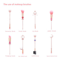 Boyigog Makeup Brushes Set Moon, Kawaii Cosmetic Brushes Pink Portable Make up Brushes Basic Set with Storage Bag Novelty Gift for Girl Women (Style B)