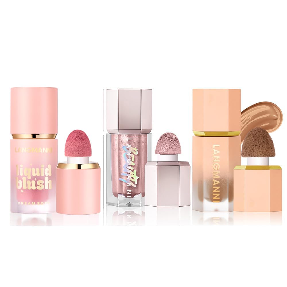 HOPHAT 3 Pack Liquid Contour & Highlighter & Blush Makeup Set