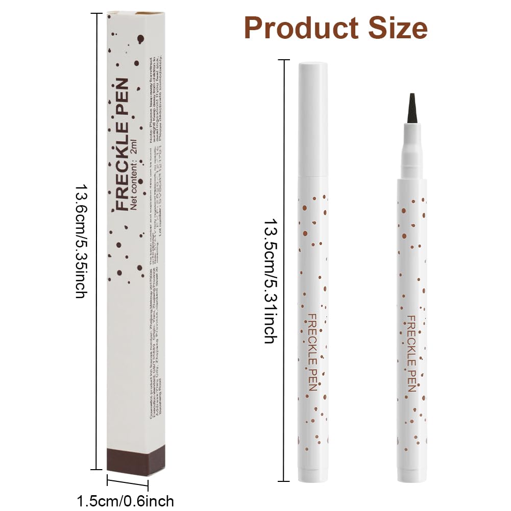 LOPHE Natural Freckle Pen for Face, Ultra-Fine Tip Realistic Freckles Makeup, Waterproof & Long-Lasting, Easy to Use & Remove, Coffee Brown (Slim Barrel), 1 Pc